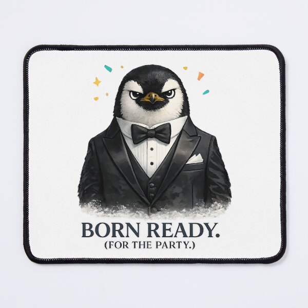 Item preview, Born Ready (For The Party) – Dapper Penguin in Tuxedo Illustration designed and sold by ChubbyGoong.