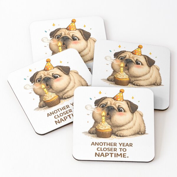 Item preview, Another Year Closer to Naptime – Cute Pug Birthday Funny Illustration designed and sold by ChubbyGoong.