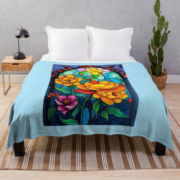 Item preview, Bold Orange Floral Stained Glass designed and sold by Sachie's Studio.