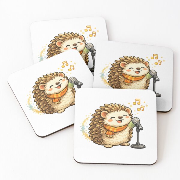 Item preview, Cute Hedgehog Singing with Microphone designed and sold by jgvisualarts.