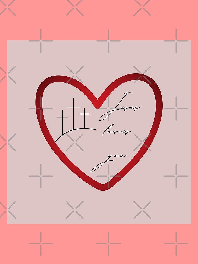 Thumbnail 3 von 3, Tuch, Jesus Loves You Heart Cross designt und verkauft von Holy-Scripture.