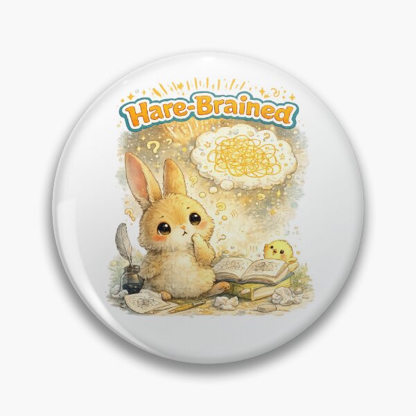 Item preview, Hare-Brained Cute Confused Bunny Pun – Overthinking Rabbit Illustration designed and sold by StrayaDesign.