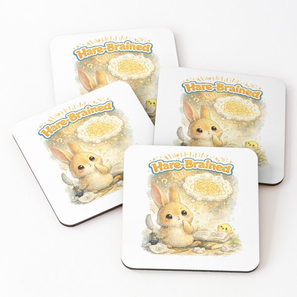 Item preview, Hare-Brained Cute Confused Bunny Pun – Overthinking Rabbit Illustration designed and sold by StrayaDesign.