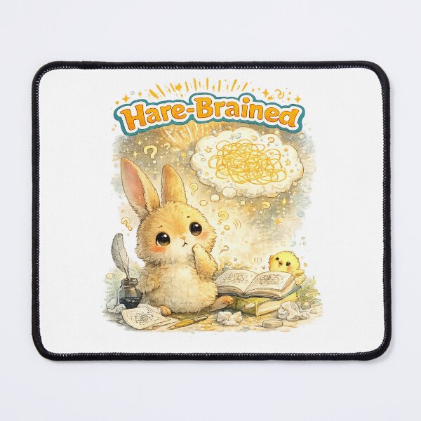 Item preview, Hare-Brained Cute Confused Bunny Pun – Overthinking Rabbit Illustration designed and sold by StrayaDesign.
