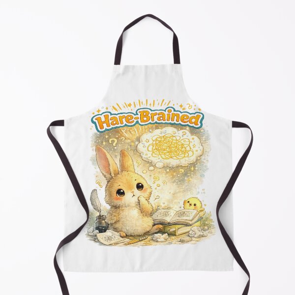 Item preview, Hare-Brained Cute Confused Bunny Pun – Overthinking Rabbit Illustration designed and sold by StrayaDesign.