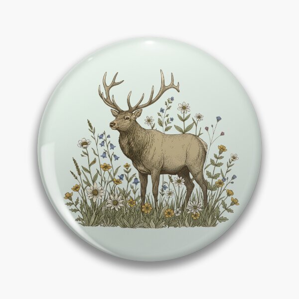 Item preview, Alpine Elk Wildflower Vintage Art designed and sold by BirdsnStuff.