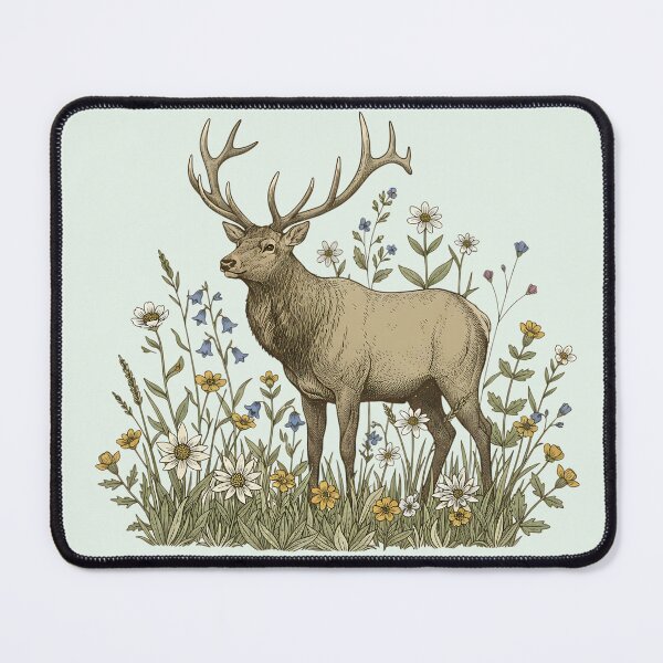 Item preview, Alpine Elk Wildflower Vintage Art designed and sold by BirdsnStuff.
