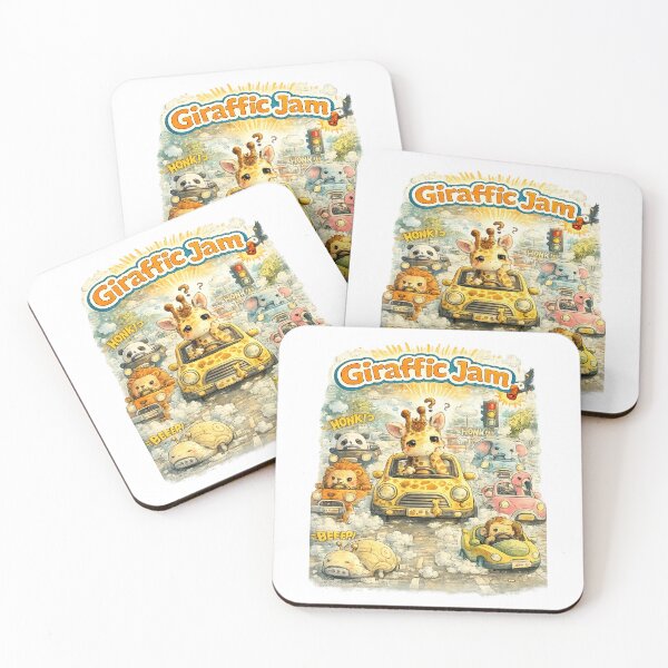 Item preview, Giraffic Jam Funny Animal Traffic Pun – Cute Giraffe Car Illustration designed and sold by StrayaDesign.