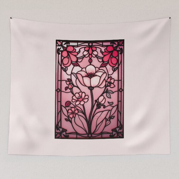 Item preview, Pink Floral Stained Glass designed and sold by Sachie's Studio.
