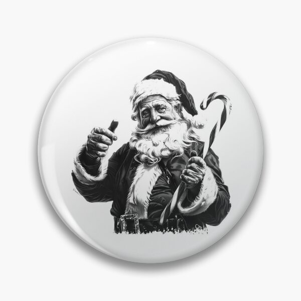 Item preview, Santa with Candy Cane – Classic Black and White Christmas Illustration designed and sold by inkoutninja.