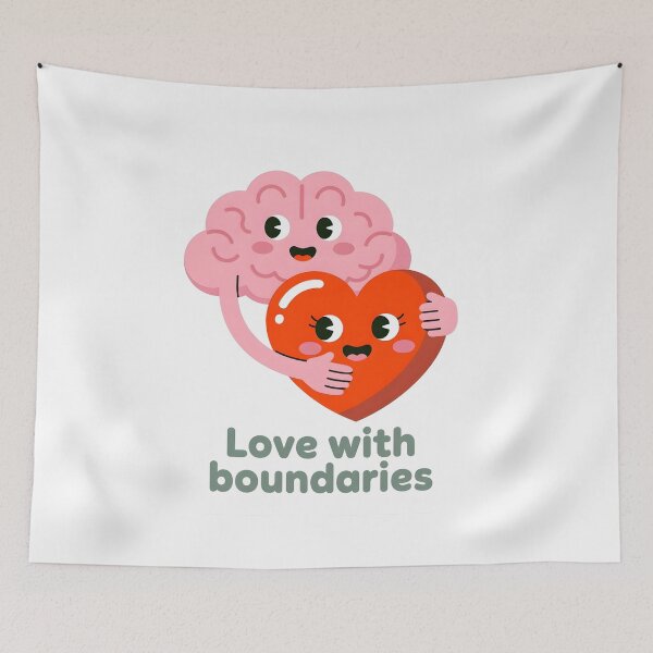Item preview, Love With Boundaries – Mental Health Illustration designed and sold by Artinkcreative.
