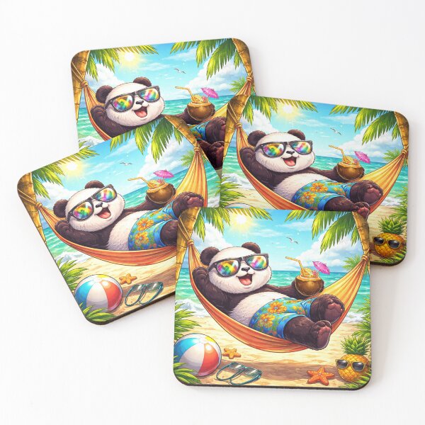 Item preview, Relaxing Beach Panda – Cute Summer Vacation Panda in Hammock designed and sold by snaperos.