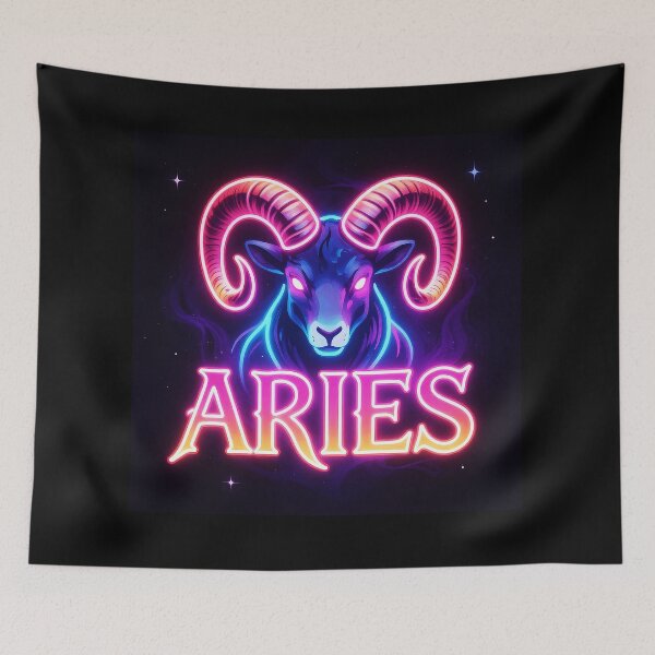 Item preview, ⭐Neon Gothic Aries Zodiac Sign designed and sold by Alquimia Lunar.