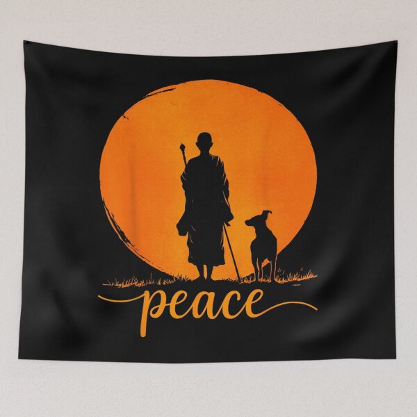 Item preview, Retro Walk for Peace Monks with Aloka Dog Minimalist Zen Art  designed and sold by CristHuds.