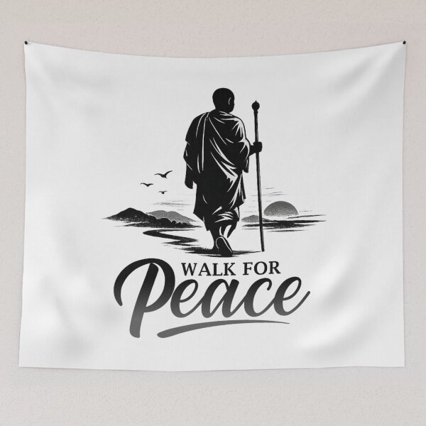 Item preview, Retro Walk for Peace Monks with Aloka Dog Minimalist Zen Art designed and sold by CristHuds.