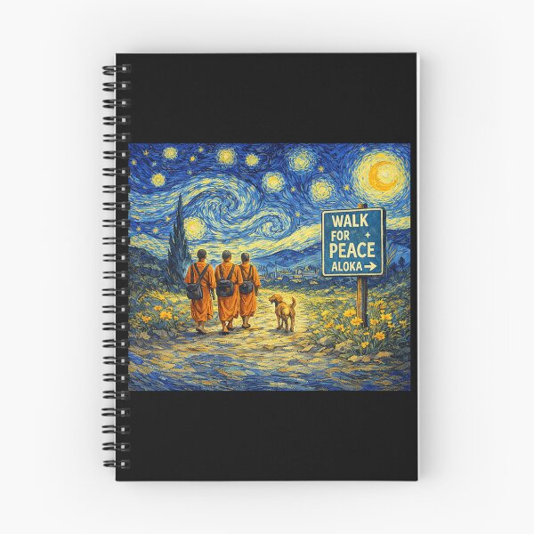 Item preview, Retro Walk for Peace Monks with Aloka Dog Starry Night  designed and sold by CristHuds.