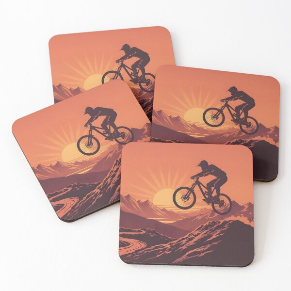 Item preview, Sunset Mountain Bike Jump – Retro Adventure Silhouette designed and sold by thebigleebowski.