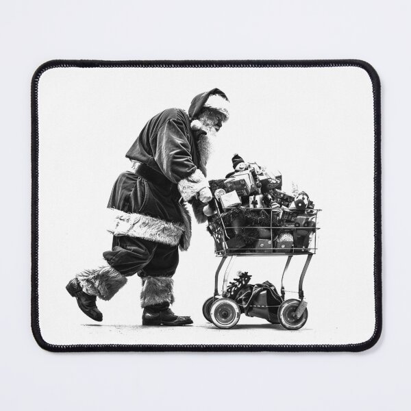 Item preview, Santa Pushing Toy Cart – Black and White Christmas Delivery Illustration designed and sold by inkoutninja.