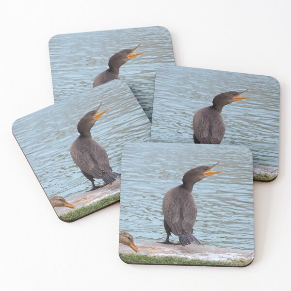 Item preview, A Double-crested Cormorant Next To a Pond designed and sold by BackyardBirder.
