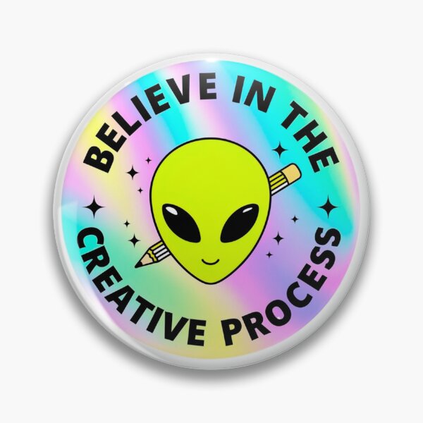 Artikelvorschau, Glaube an den kreativen Prozess – Niedliches Alien-Inspirations-Sticker-Design entworfen und verkauft von Shop Arts & Design.