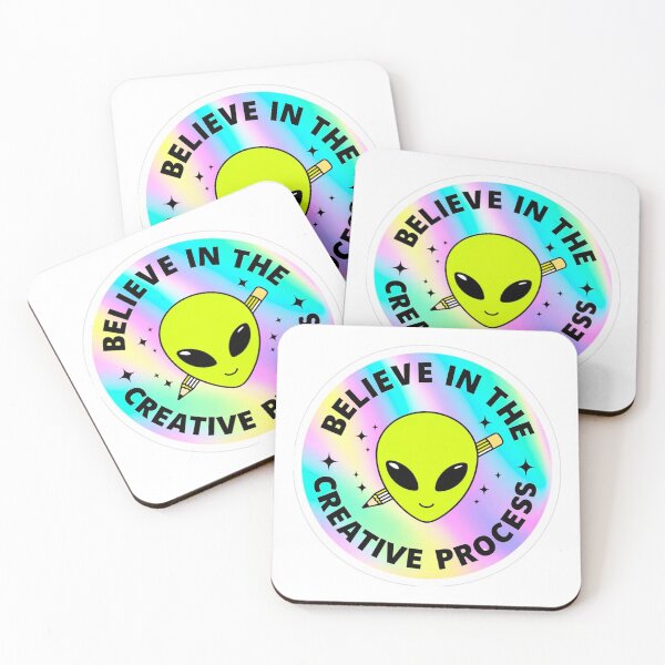 Item preview, Believe in the Creative Process Cute Alien Inspirational Sticker Design designed and sold by Shop Arts & Design.