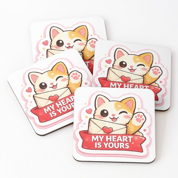 Item preview, ?? MY HEART IS YOURS – Cute Valentine Cat Design ? designed and sold by AestheticLoveArt.
