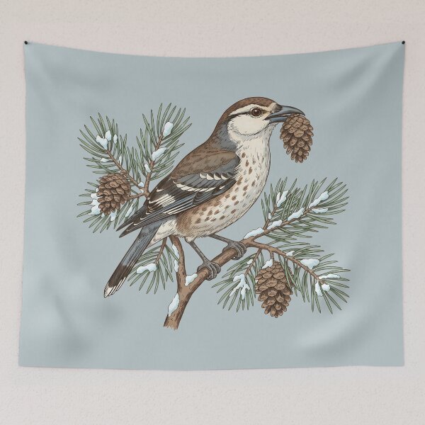 Item preview, Clark’s Nutcracker Pine Winter Wildlife Art designed and sold by BirdsnStuff.