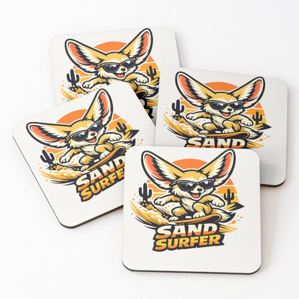 Item preview, Sand Surfer Fennec Fox – Cute Desert Surfing Fox With Sunglasses designed and sold by JonelCrafts.
