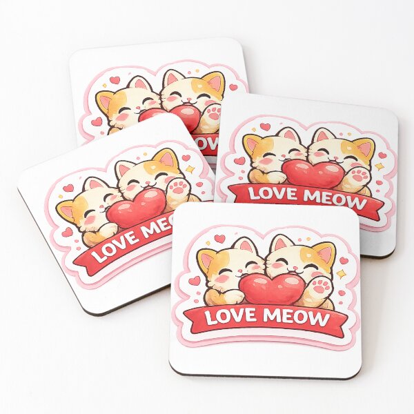 Item preview, ?? LOVE MEOW – Cute Cat Couple Valentine Design designed and sold by AestheticLoveArt.