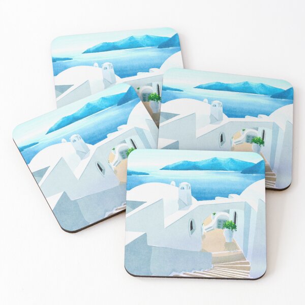 Item preview, Path to the Blue: Iconic White Stairs of Santorini  designed and sold by QamarART Paintings.