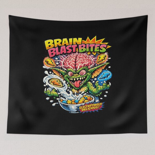 Item preview,  Brain Bites – 90s Cartoon Cereal Parody Neon Art designed and sold by JonelCrafts.