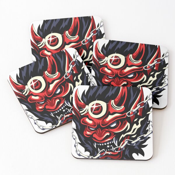Item preview, Crimson Oni Dark Japanese Mask Illustration designed and sold by LkmDsgn.