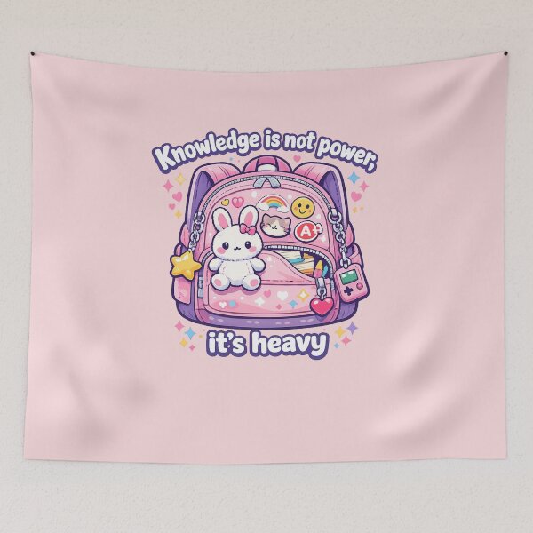 Item preview, Knowledge Is Not Power It’s Heavy – Cute Kawaii School Backpack Bunny designed and sold by JonelCrafts.