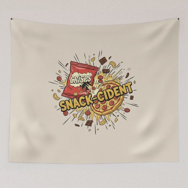 Item preview, Snack-cident – Chaotic Snack Food Crash Streetwear Illustration designed and sold by JonelCrafts.
