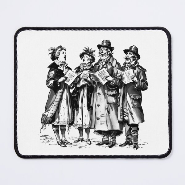 Item preview, Vintage Christmas Carolers – Black and White Victorian Holiday Choir Illustration designed and sold by inkoutninja.