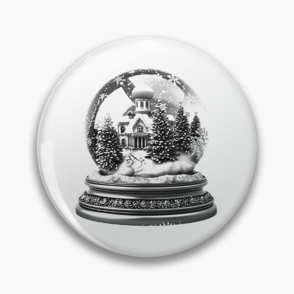Item preview, Winter Snow Globe Village – Black and White Christmas Snow Scene Illustration designed and sold by inkoutninja.