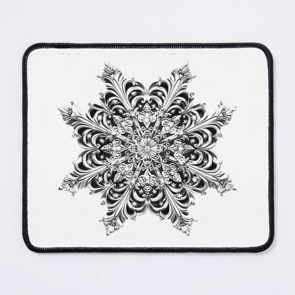 Item preview, Ornate Snowflake Mandala – Black and White Winter Holiday Filigree Design designed and sold by inkoutninja.
