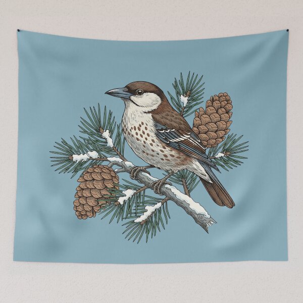 Item preview, Nutcracker Pine Cone Botanical Art designed and sold by BirdsnStuff.