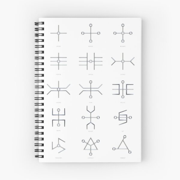 Item preview, Bashar Inspired Sacred Circuits | 15 Silver Glyphs on White | Portrait designed and sold by FreqEncodedArt.