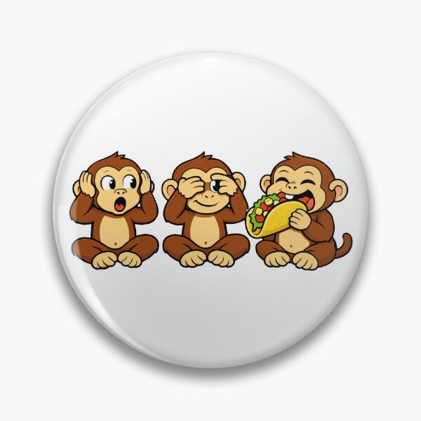 Item preview, Cute Hear No Evil See No Evil Eat Tacos Monkeys – Funny Cartoon Monkey Art designed and sold by Forged in the Warp.