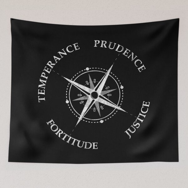 Item preview, Distressed Four Cardinal Virtues Prudence Justice Fortitude Temperance designed and sold by Carl's Clothing.