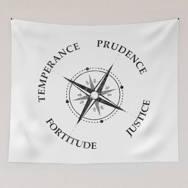 Item preview, Cardinal Virtues Compass Prudence Justice Fortitude Temperance Stoicism designed and sold by Carl's Clothing.