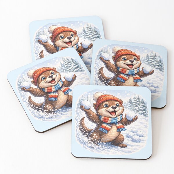 Item preview, Snowball Fight Otter - Winter Snow Day Animal designed and sold by Myra365Art.