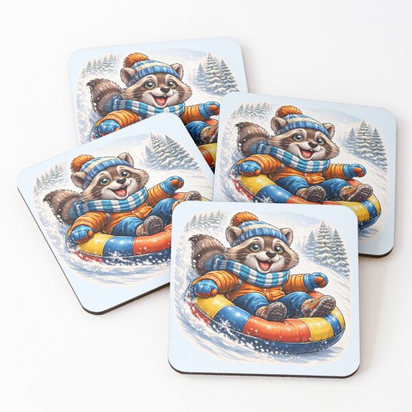 Item preview, Snow Tube Raccoon - Winter Snow Day Animal designed and sold by Myra365Art.