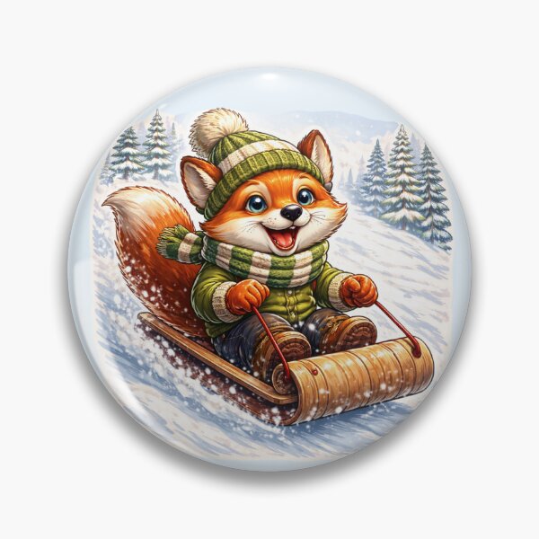 Item preview, Toboggan Fox - Cute Winter Sledding Animal designed and sold by Myra365Art.