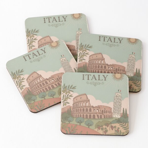 Item preview, Retro Italy Travel Poster | Rome & Pisa Illustration designed and sold by GiftsCreek.