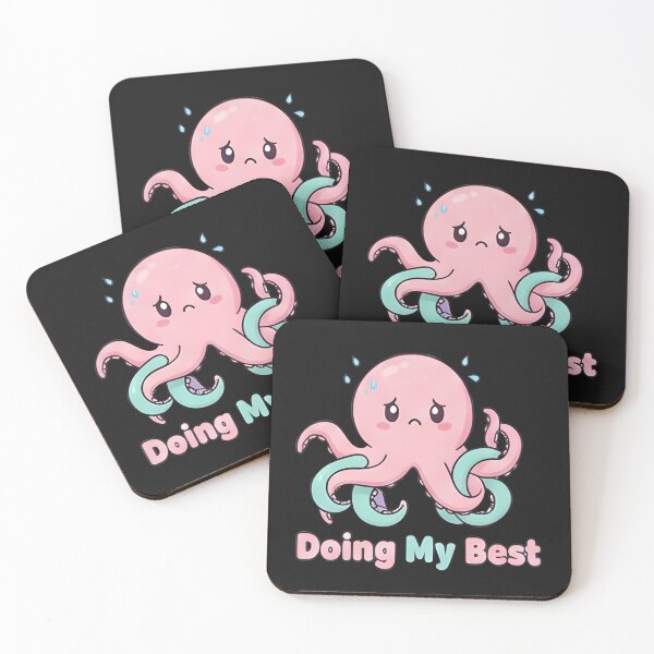 Item preview, Doing My Best Cute Octopus Sticker – Stressed Kawaii Octopus Pastel Illustration | Soft Encouraging Animal  designed and sold by ZyxDes.
