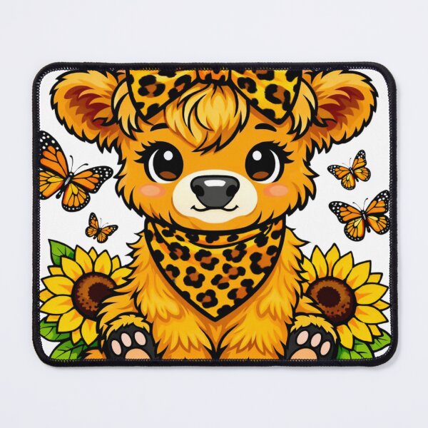 Item preview, Cute Leopard Cow with Sunflowers and Butterflies designed and sold by brexastore.