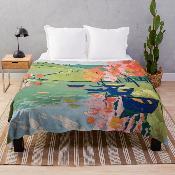 Item preview, Colorful French Lakeside Painting – Countryside Landscape Art designed and sold by CARRAANN.