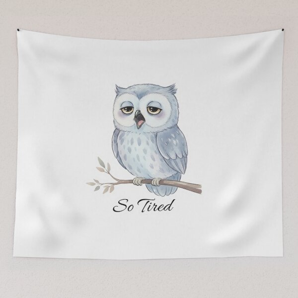 Item preview, So Tired Yawning Owl T-Shirt – Dreamy Watercolor Owl Illustration | Soft Pastel Sleepy Aesthetic designed and sold by ZyxDes.